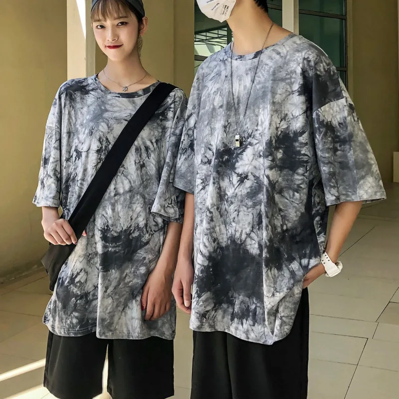 

Summer Tie-dye T Shirt Men's Fashion Printing Casual Loose Hip Hop T-shirt Men Streetwear Couple Short-sleeved Tshirt S-2XL
