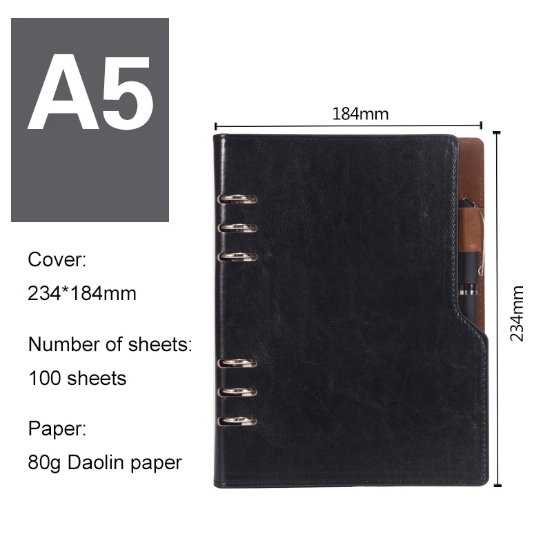 A5 Include pen Записная книжка из искусственной кожи A5, A6, B5, A4, большая спиральная записная книжка, ежедневник, ежедневник, органайзер, твердая обложка, деловая записная книжка, канцелярские принадлежности - Цвет: A5 Include pen