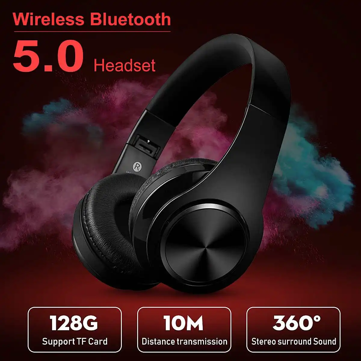 Bluetooth 5,0, беспроводные стерео наушники, складная гарнитура с микрофоном, FM, TF карта, 3,5 мм, AUX USB, для iPhone, для телефона Xiaomi