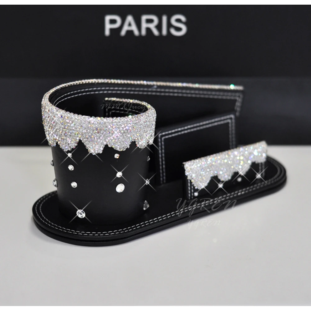 Bling блестящие стразы, подставка для уборки, коробка, Обложка, держатель для дома, автомобиля, офиса, Декор, серебро