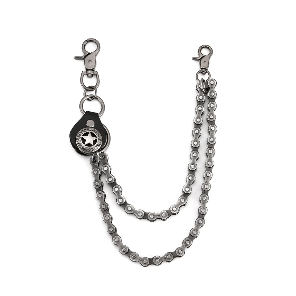 Men's Keychain Jean Biker Wallet Chains Silver Metal Hinge Belt Rock Hiphop Street Punk Plating