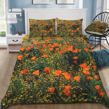 

California Poppies 3D Bedding Set Printed Duvet Cover Set Queen King Twin Size