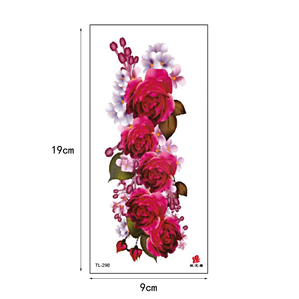 9x19cm Beautiful Blooming Peony Rose Lotus Flower Decal Tattoo Blue Enchantress Pink Temporary Body Art Tattoo Sticker For Woman Temporary Tattoos Aliexpress