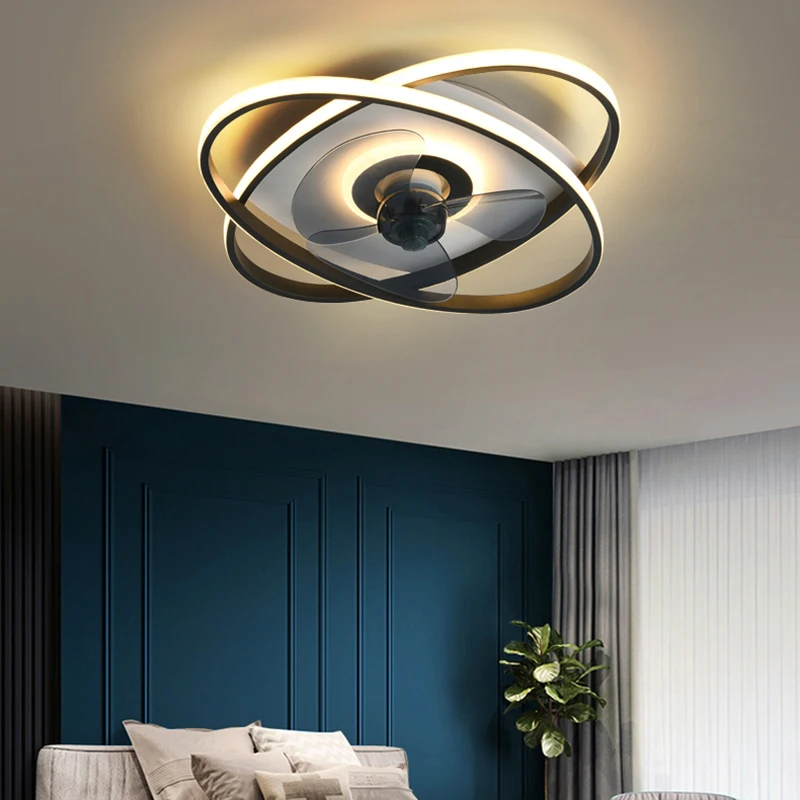 Nordic decorative study led ceiling lamps chandelier fan bedroom ceiling fan with led light and control fans with light