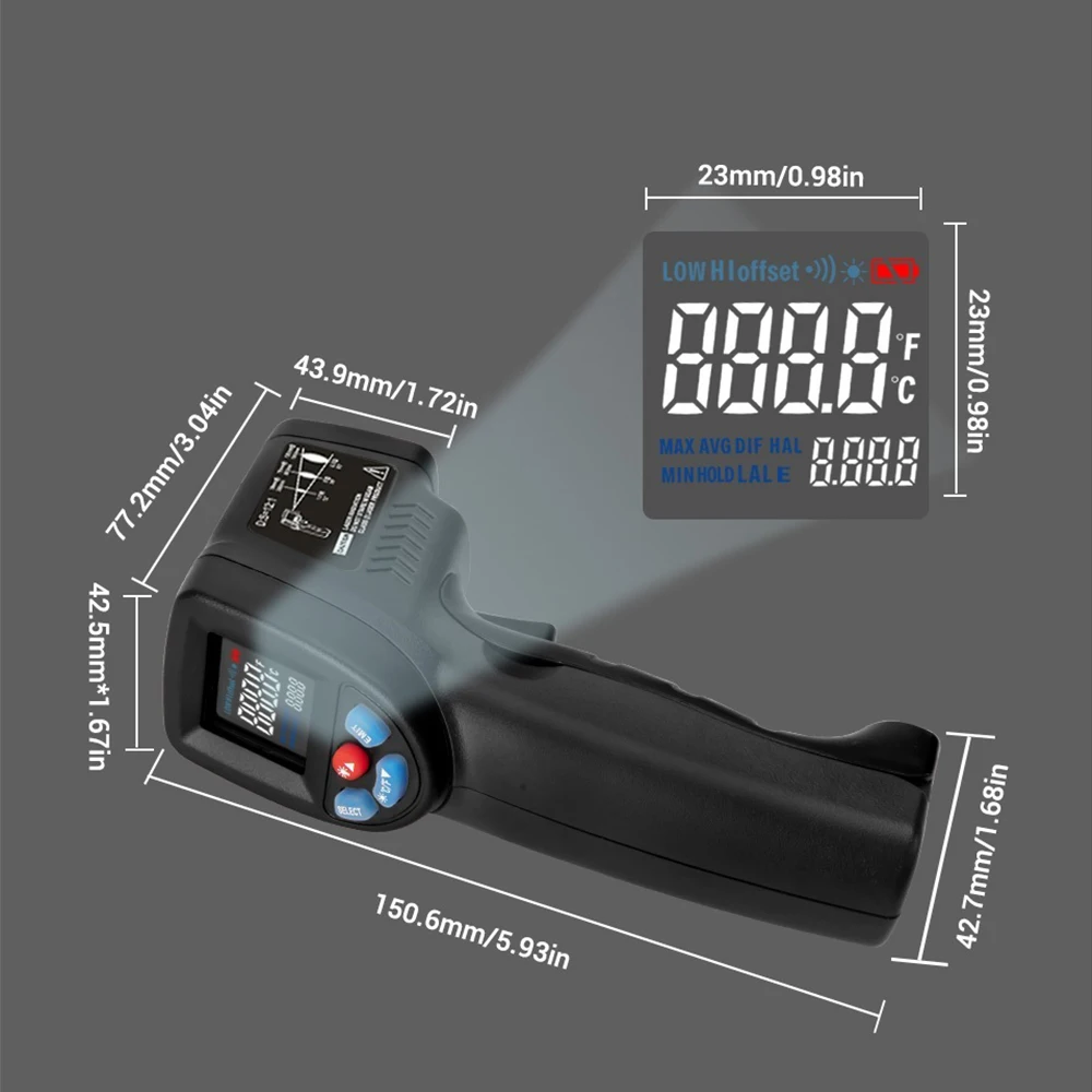 Thermometer GM550B+/GM320B+ Infrared Digital Thermometer 320 550 VA Color LCD Screen Adjustable Emissivity Auto Off