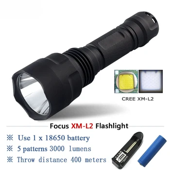 

Tactical Flashlight 1 mode self defense Lamp xm l2 t6 Flash light search Lanterna hunting 18650 Zaklamp Portable Lighting Torch