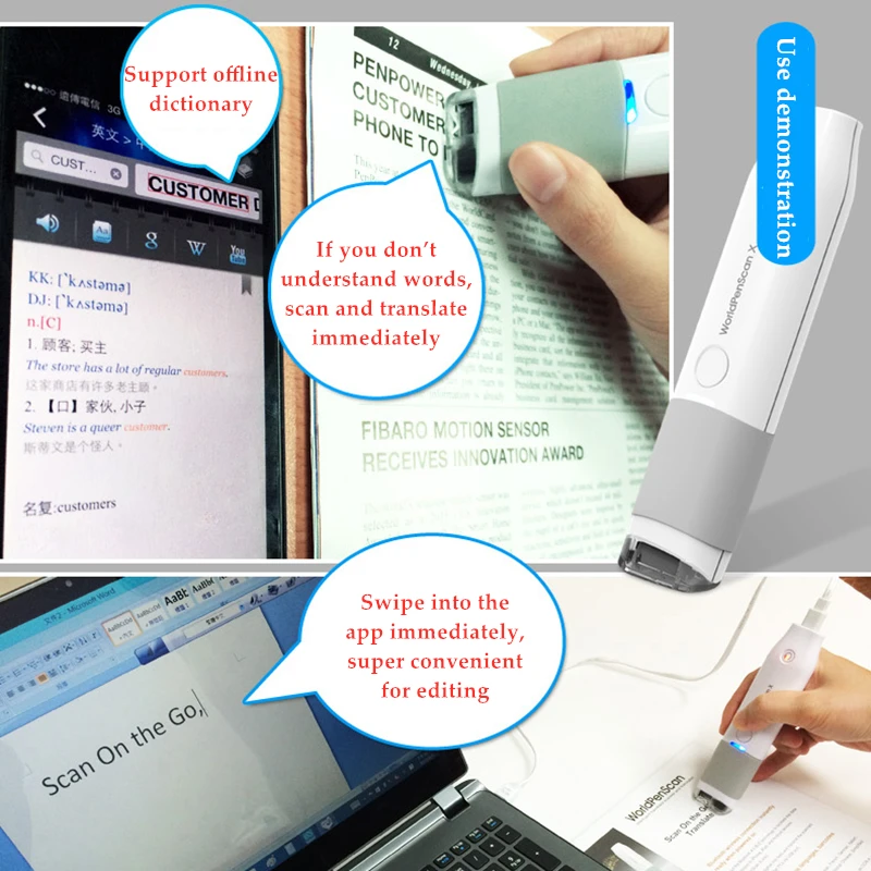 Pen Scanner USB Multilingual Scanner support 30 National Languages Translation Function Dectionary Pen for WINDOWS PC