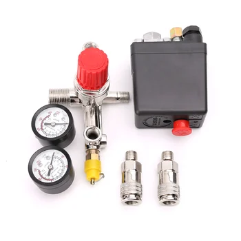 

1 Set Air Compressor Pressure Control Switch Valve 0.5-1.25MPa with Manifold Regulator Gauges New 2019 U4LB