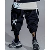 Men's clothes Multi war zone functional wind legged pants large pocket casual Ribbon Harajuku fashion Overalls Street dress 3