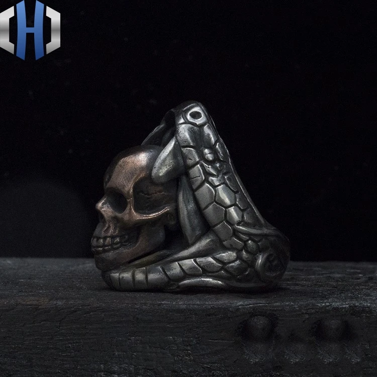 

Original Handmade Silver Poison Black Mamba Snake 925 Sterling Silver Ring Punk Personality Index Finger Ring