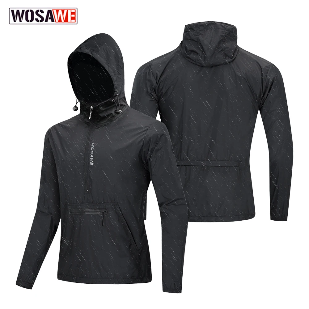 

WOSAWE Cycling Windbreaker Hooded Windproof Waterproof Lightweight Packable Outdoor Pullover Windbreaker BiKE Jacket
