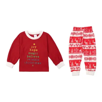 

Leisure Home Clothes Red Christmas Pajamas Suit New 2019 Deer Print Mother Father & Kids Family Sleepwears Parent-child Outfit