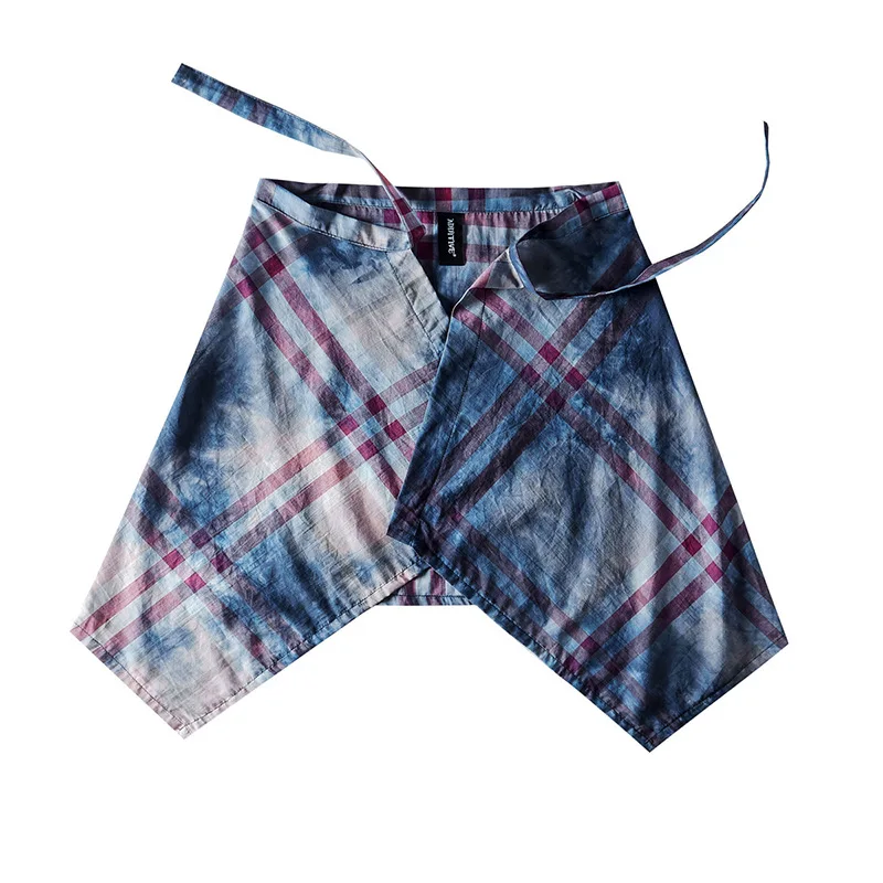 

GROTL FALSE HEM high street tide brand fake hem layered decorative belt hip hop tie-dyed plaid shirt ribbon waist apron