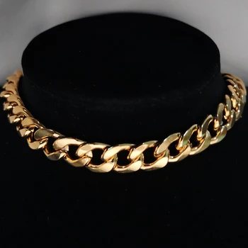 

Punk Cuban Choker Necklace Collar Statement Hip Hop Big Chunky Stainless Steel Gold Color Thick Chain Necklace Women Jewelry