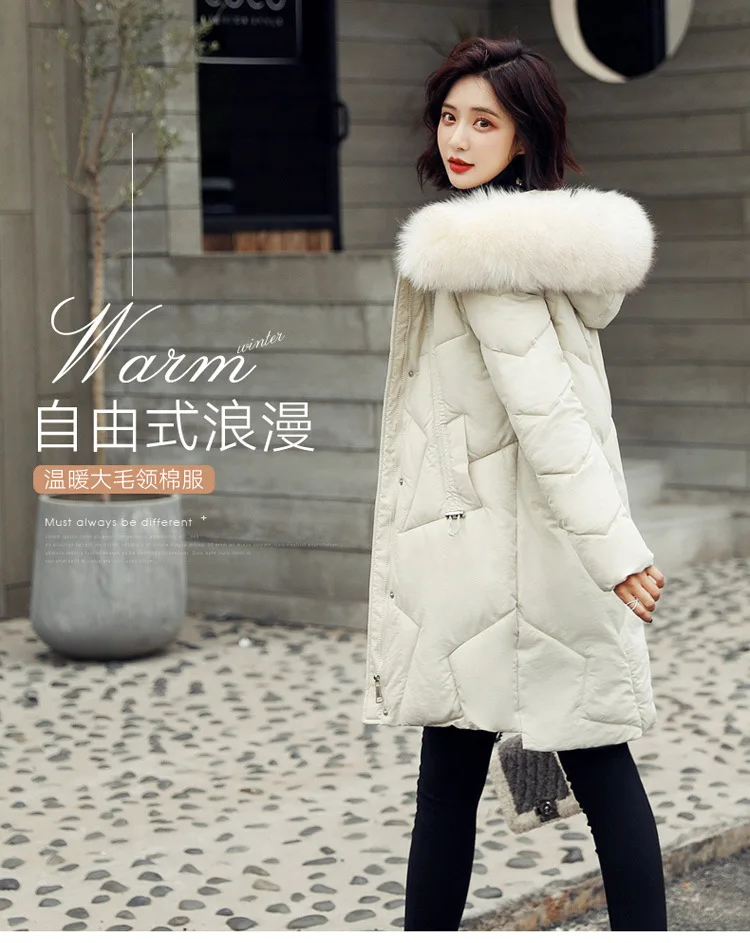 New Winter Hooded Women Warm Down Coat Casual Long Down Jackets Ladies Thicken Women Cotton Parka Outerwear Korean Coat