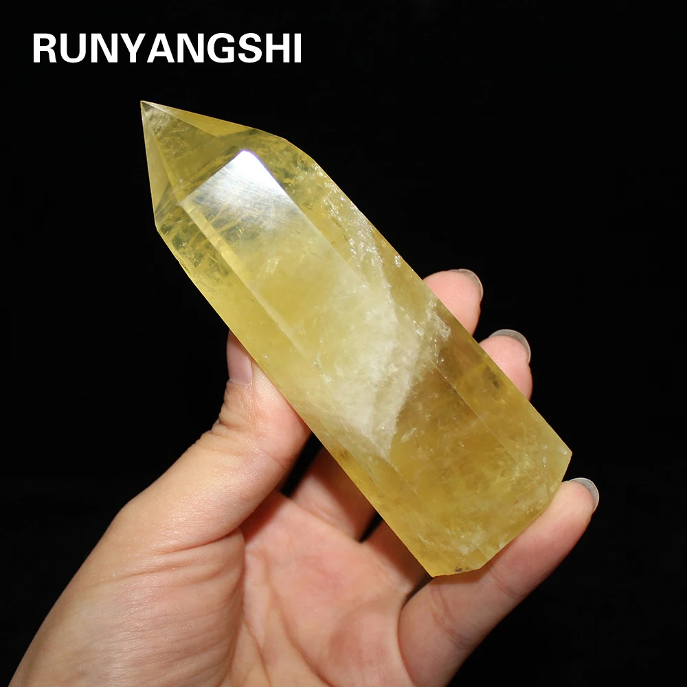 

Runyangshi 1pc Hot sale! 10cm Natural citrine quartz crystal wand point yellow quartz crystals point reiki healing as gift