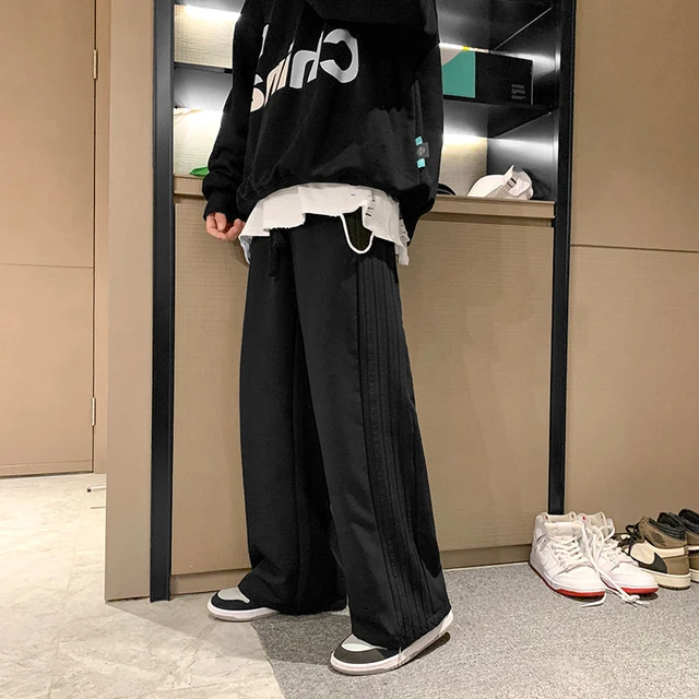 Pantalones de chándal Harajuku para hombre, Pantalón ancho y elegante de  poliéster clásico, holgado, largo, informal, Verano - AliExpress