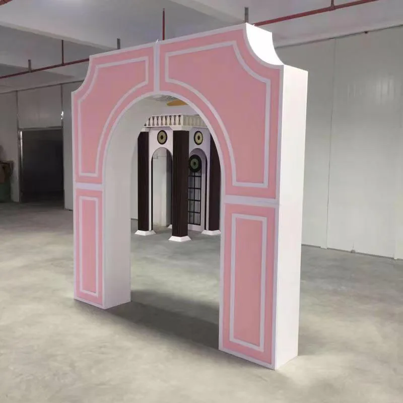 

Wedding Stage Background Decoration Pink Pvc Arch Backdrop