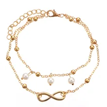 5 шт., браслет на ногу из сплава персикового цвета с головой якоря и жемчугом, модные женские браслеты в европейском и американском стиле, много украшений