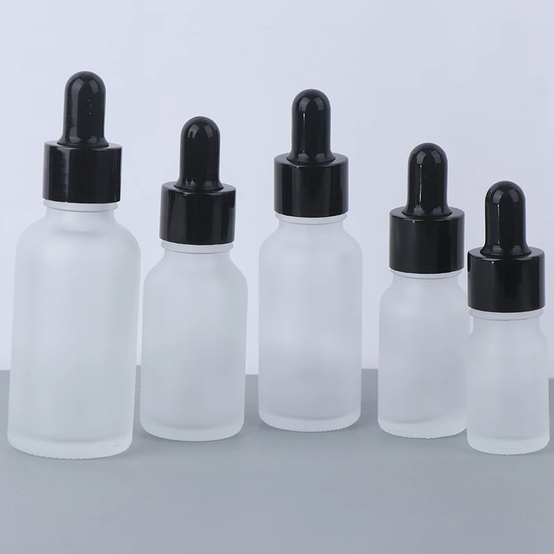 Empty Bottles Frosted Dropper Amber Glass Aromatherapy Liquid For Essential Massage Oil Pipette Refillable Bottles