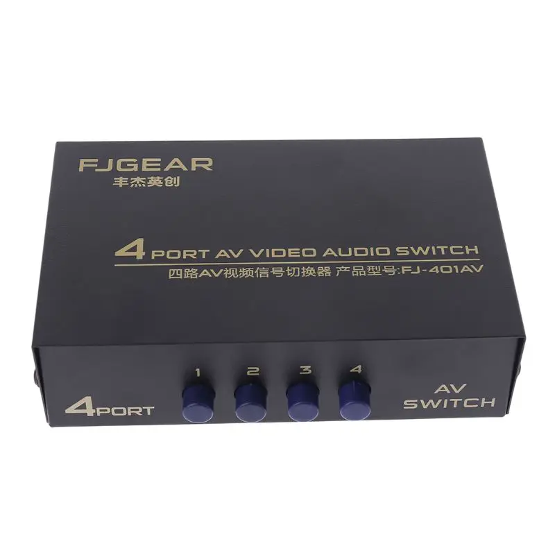 4 Port AV Audio Video RCA 4 Input 1 Output Switcher Switch Selector Splitter Box 4