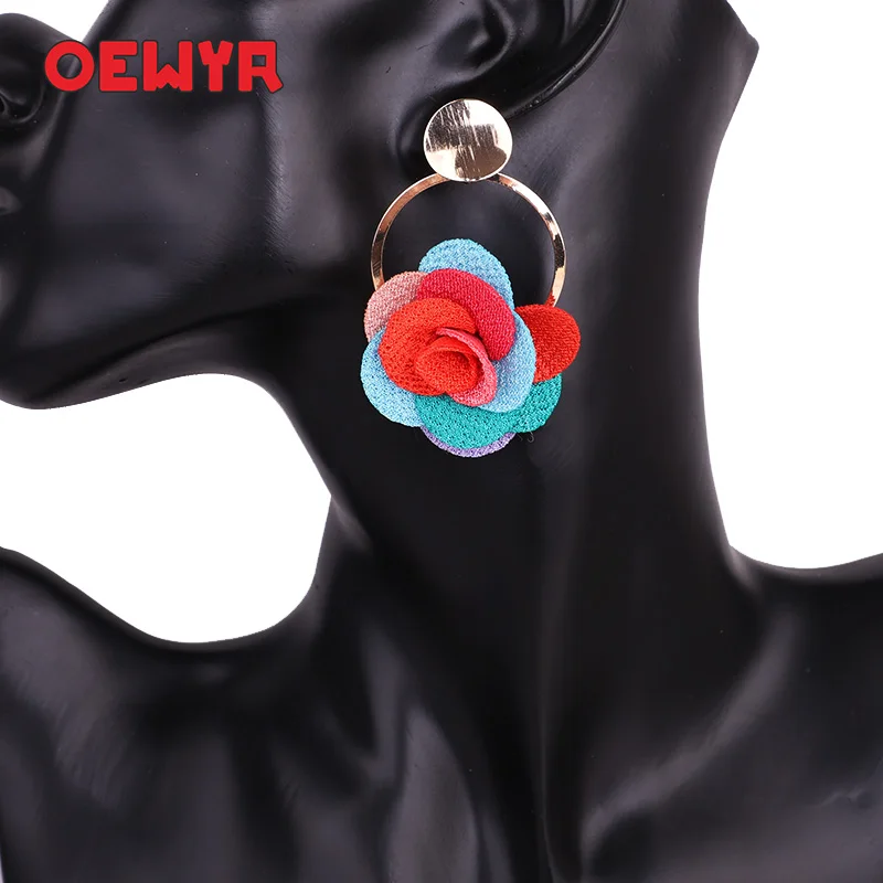 Элегантные модные женские серьги OEWYR красочные большие круглые Цветочные