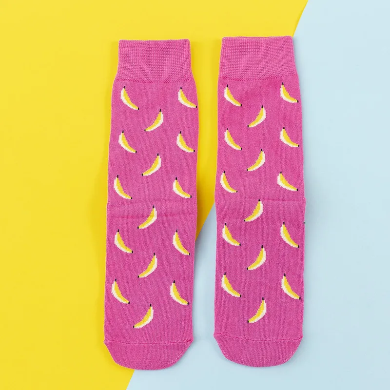 Забавные носки, милые Мультяшные женские носки с фруктами, банан, авокадо, лимон, яйцо, печенье, пончики, еда, счастливый японский Харадзюку, носки для скейтборда - Цвет: 1
