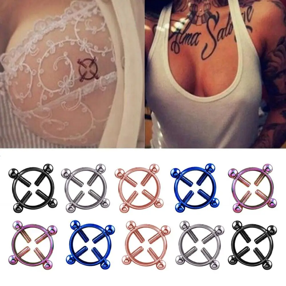 

Adjustable Titanium Steel Fake Round Nipple Ring Shield Body No-Piercing Jewelry Punk Nipple Bar Rings Barbell Body Piercing Jew