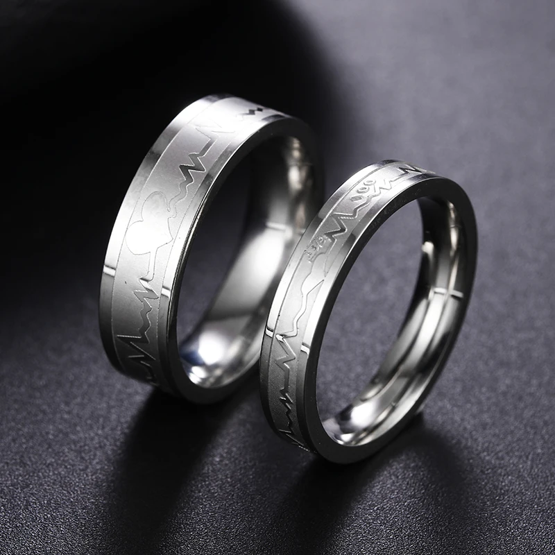 1pcs Classic Titanium Steel Ring Electrocardiogram Wave Heartbeat Ring Wedding Couples Rings Bijouterie For Man Or Woman Gift Rings Aliexpress
