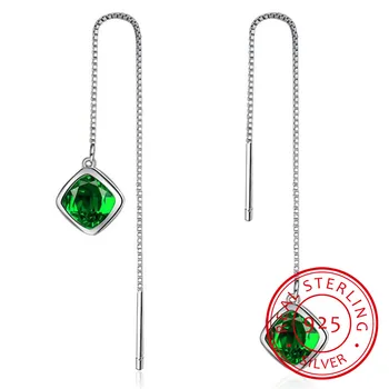 

Elegant Geometry Emerald Ear drops Ruby Silver 925 Jewelry Simple Gemstones Earrings for Women Accessory Wholesale