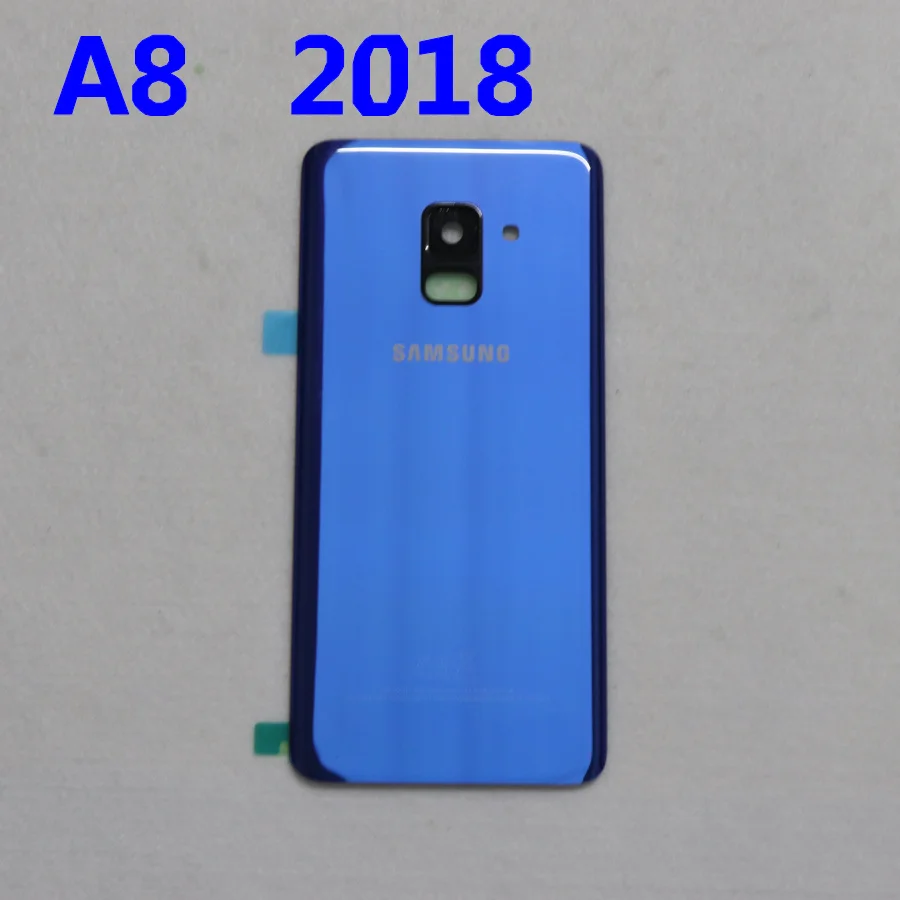 SAMSUNG Galaxy A8 A530 A530F A8 plus A730 Задняя стеклянная крышка для батареи задняя дверь корпус чехол для SAMSUNG A8 Задняя стеклянная крышка - Цвет: A8 2018   blue