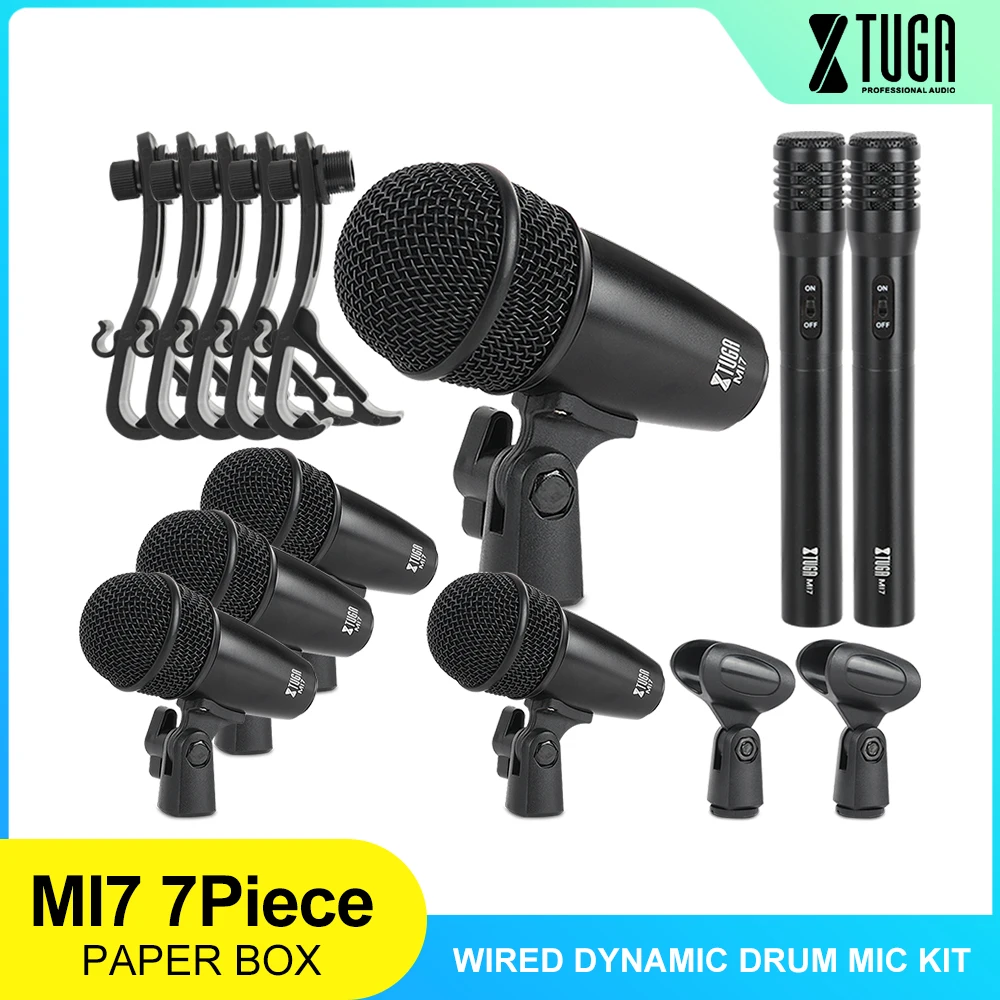 Набор проводных динамических микрофонов XTUGA MI7CH 7 шт. полностью металлические