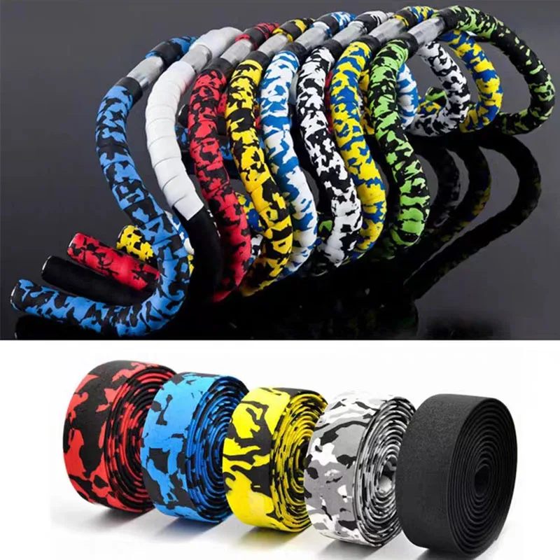 1 Pair Road Bicycle Handlebar Tape Colorful Camouflage Bike Handle Belt