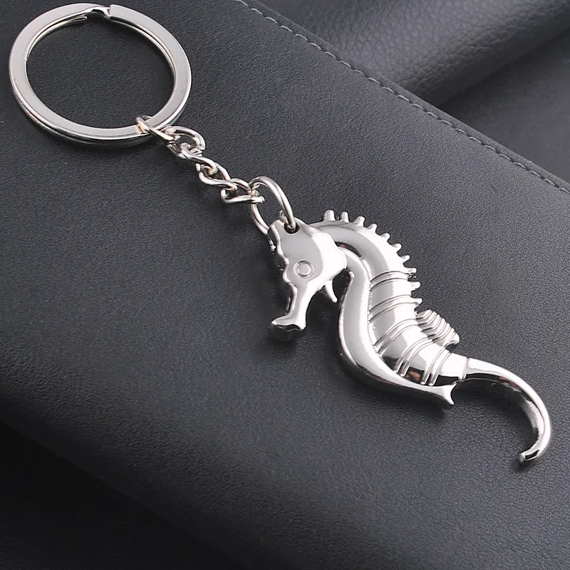 

Fashion Seahorse Keychain Unisex Creative 3D Keyring Beer Bottle Opener Key Chain Key Holder