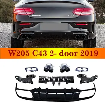

2019 New Arrival Rear Diffuser For Mercedes-benz C class W205 C43 2-door Coupe Sport Version ABS Back Bumper With Exhaust Tips