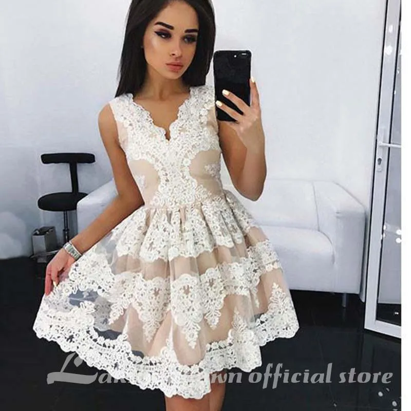 Charming Short Prom Dress White Cute Lace Homecoming Dress Short Evening Party Dresses Sweet 15 Dress pecial Ocassion Dresses