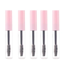 Recipiente cosmético cor-de-rosa/branco da amostra com vara da escova da pestana os tubos de rímel de 5 pces 10ml esvaziam garrafas recarregáveis do creme da pestana