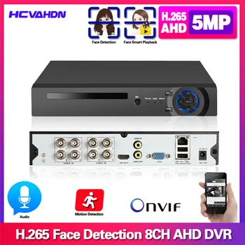 

AI Face Detection Face recognition fetching AHD Network DVR Video Recorder 8CH H.265 Real 5MP DVR NVR IP Camera Security kit
