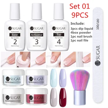 

UR SUGAR Dipping Nail Powder Set Fluorescent Neon Effect Nail Glitter Powder Kits Dip System Nail Art Decoration Natural Dry
