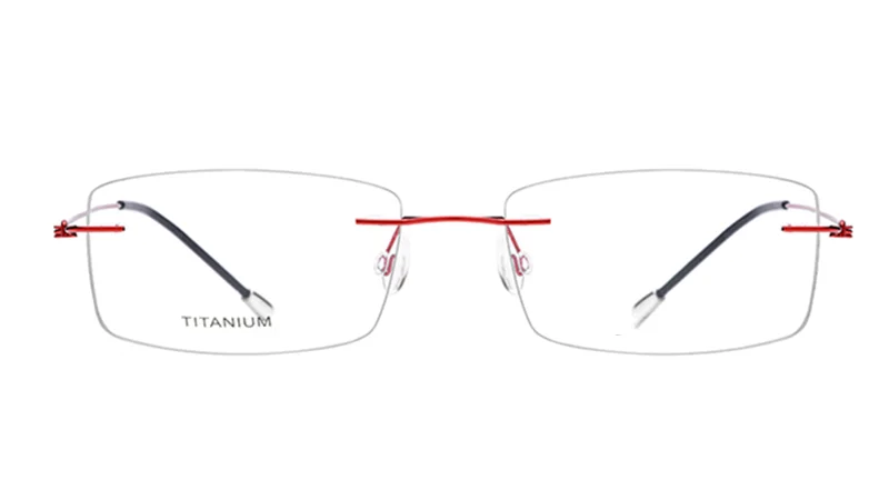 Чистый Титан без оправы оптические очки для близоруких, EyewearMen Для женщин бескаркасные очки по рецепту рамки - Цвет оправы: Red