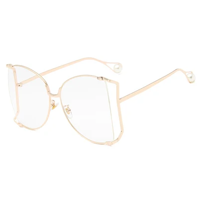 Женские солнцезащитные очки с жемчужным украшением, модные брендовые дизайнерские женские негабаритные солнцезащитные очки, прозрачные затененные солнечные очки - Цвет линз: 8