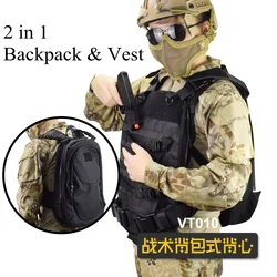 Mochila táctica militar, chaleco Molle de combate, mochila con tapa Invisible multifunción, bolsa de caza deportiva al aire libre del ejército