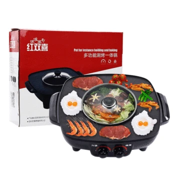 

5L 2 In 1 Electric Hot Pot Grill Pot Pan Electric Cooker Home Multi-function Kitchen Pot Korean Cookware for Table Cooking Pots