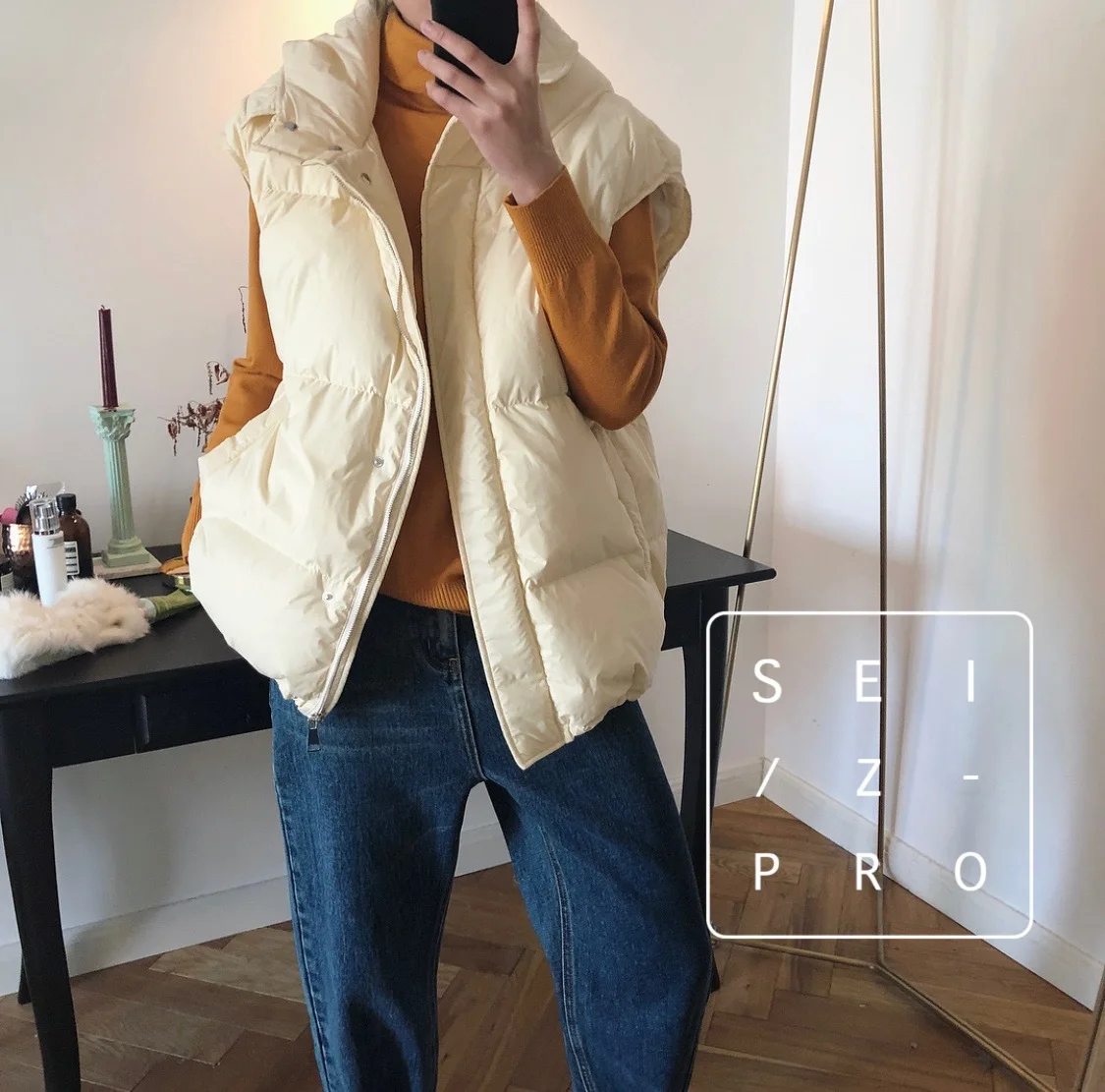 Winter New South Korea 90% White Goose down Vest down Coat Short Thick Loose-Fit Hooded Vest Women's