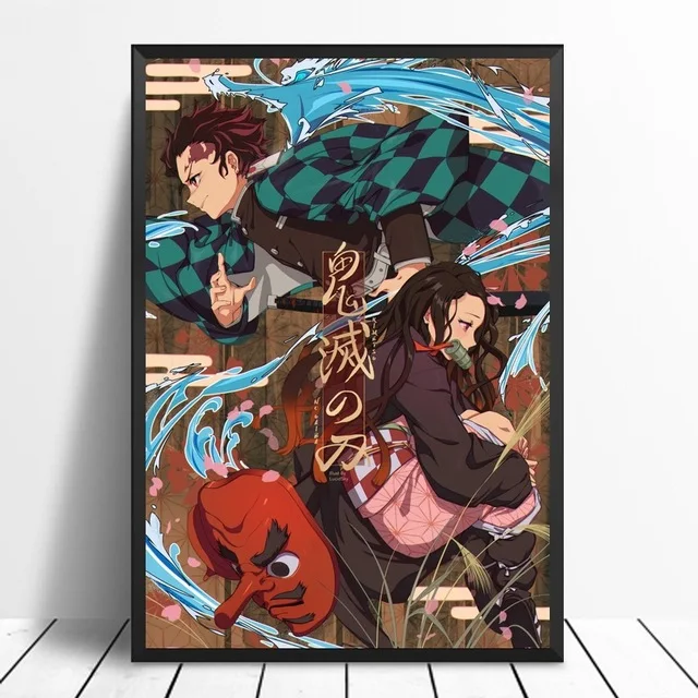 Em promoção! Japão Filme De Anime Cartazes Demon Slayer Tanjirou Inosuke  Quadrinhos Crianças Quarto Pintura De Decoração De Casa De Lona Da Pintura  A Arte De Parede Hd