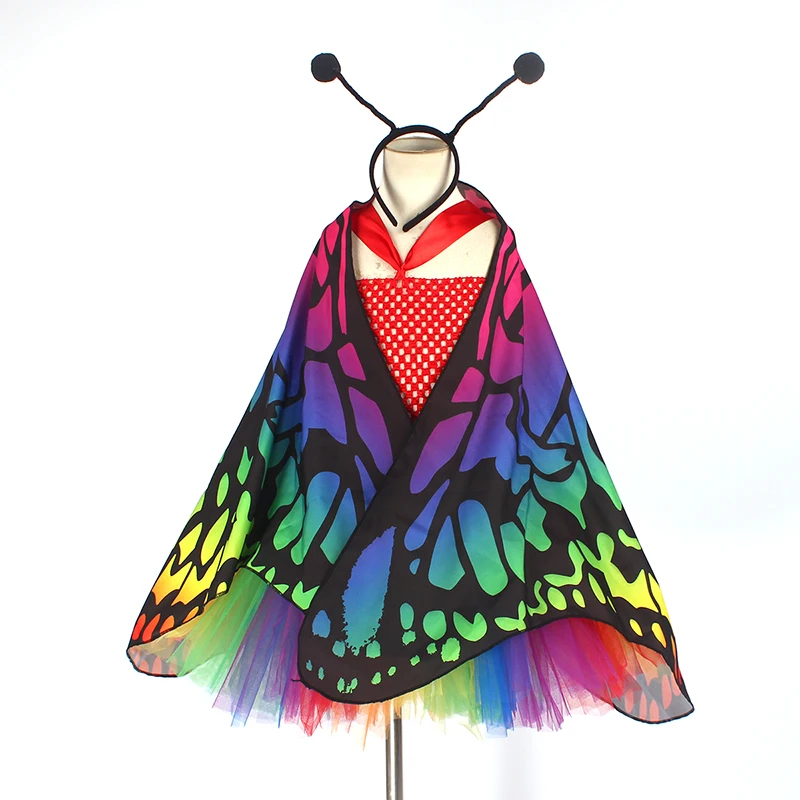 Bright Rainbow Butterfly Tutu Dress Little Kids Girls Halloween Costume Outfit Children Birthday Party Beach Holiday Tulle Dresses (13)