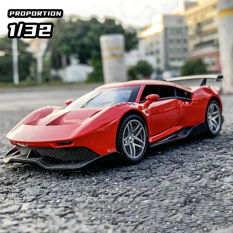 1:32 Ferraris P80C Supercar литые автомобили и игрушечные модель автомобиля со звуком