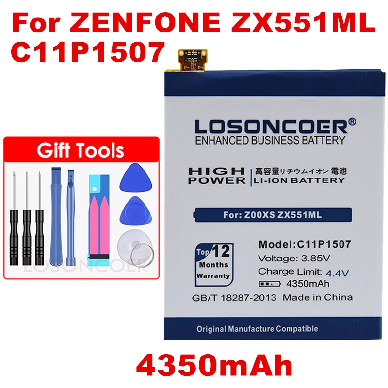 

LOSONCOER 4350mAh C11P1507 Battery For ASUS Zenfone Zoom ZX551ML Z00XS ZX551 Z00XSB Mobile Phone Battery+Free tools