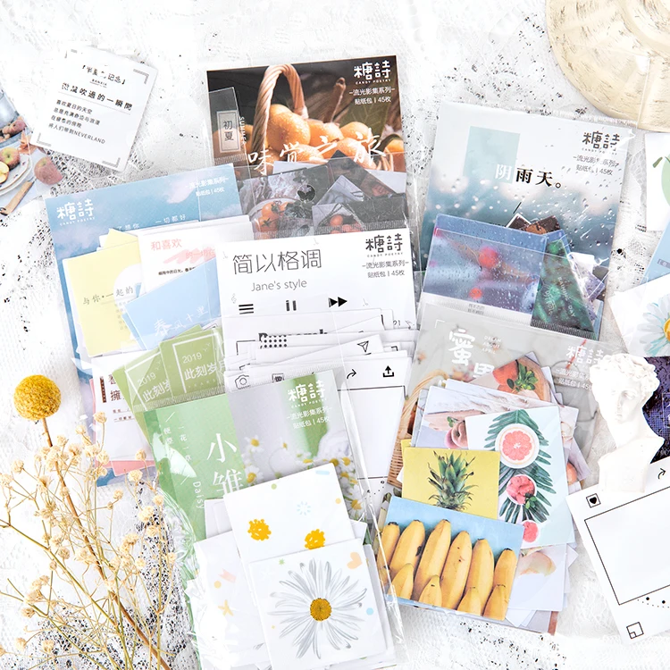 45 pcs 1set Kawaii font b PET b font Stationery Stickers Streamer album series Decorative Mobile
