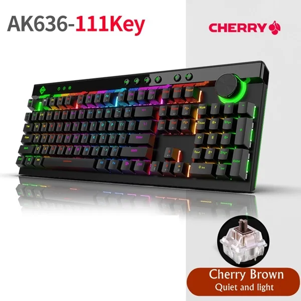 Все новые Ajazz AK BOARD 636 Antighost RGB с подсветкой USB проводной мультимедийный Механический Клавиатура макро программируемые клавиши, вишневая ось - Цвет: Black Cherry Brown